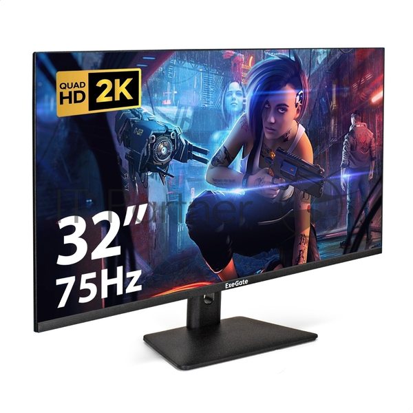 Монитор 31.5" ExeGate SmartView ES3207CA IPS 2560x1440, 75 Гц, 1 мс, 16:9, 250 кд/м², 1xHDMI, 2xDP, 2xUSB, 3.5 мм, черный
