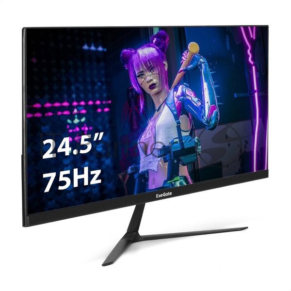 Монитор 24.5" ExeGate SmartView EH1500A IPS 1920x1080, 75 Гц, 5 мс, 16:9, 250 кд/м², 1xVGA, 1xHDMI, 1xDP, 3.5 мм, черный