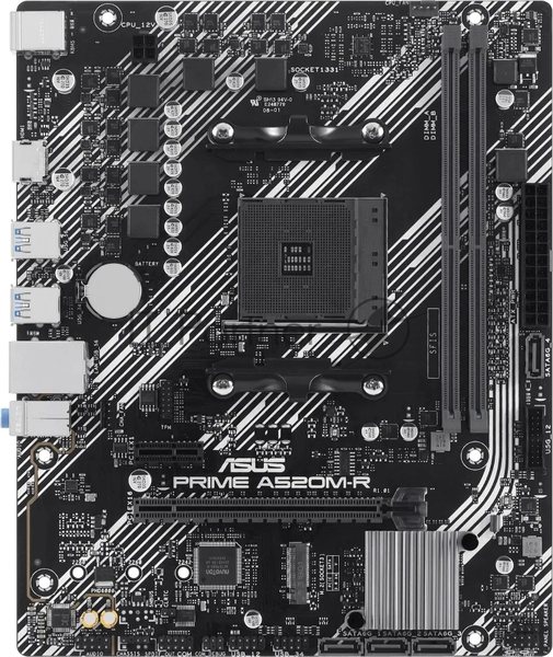 Материнская плата ASUS PRIME A520M-R, AM4, AMD A520, 2xDDR4, 4xSATA, 1xM.2, 1xPCIe 3.0 x16, 1xPCIe x1, 1xHDMI, 1x 1Gb LAN, 2xUSB-A 2.0, 4xUSB-A 3.2 Gen 1, 3x3.5 мм, 7.1, mATX