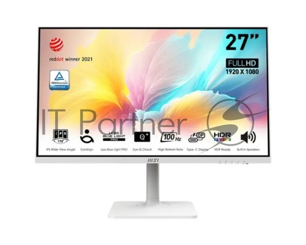 Монитор 27" MSI Modern MD2712PW IPS 1920x1080, 100 Гц, 4 мс, 16:9, 300 кд/м², 1xHDMI, 1xUSB-C, 1x3.5 мм, белый