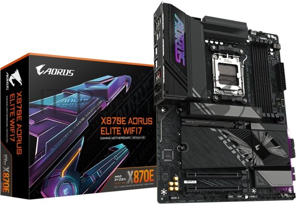 Материнская плата Gigabyte X870E AORUS ELITE WIFI7, AM5, AMD X870E, 4xDDR5, 4xSATA, 4xM.2, 1xPCI-E 5.0 x16, 1xPCI-E 4.0 x4, 1xPCI-E 3.0 x4, 1xHDMI, 1x 2.5Gb LAN, 4xUSB-A 3.2 Gen 1, 2xUSB-A 3.2 Gen 2, 4xUSB-A 2.0, 2xUSB-C 4.0, 2x3.5 мм, 7.1, ATX