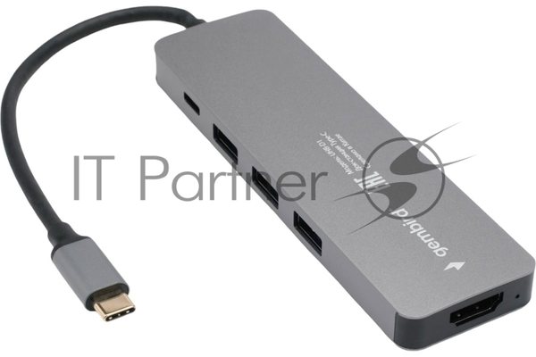 USB-концентратор Gembird UHB-D1, USB Type-C, USB/USB Type-C/PD100W/HDMI, USB Type-C