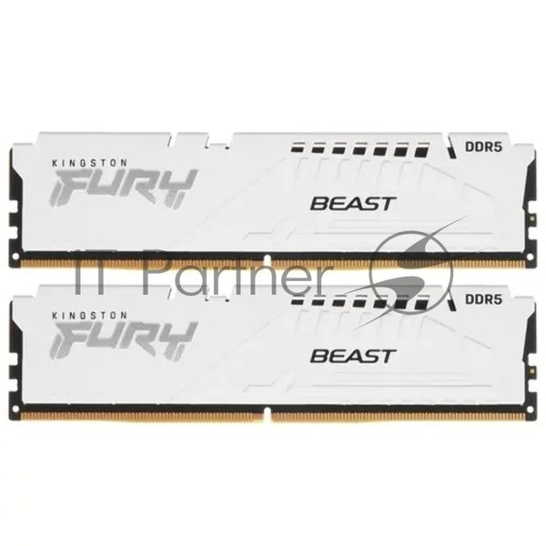 Оперативная память Kingston Fury Beast, DDR5, 64Gb (2x32 GB), 5600 MHz, CL36, DIMM, радиатор, белый