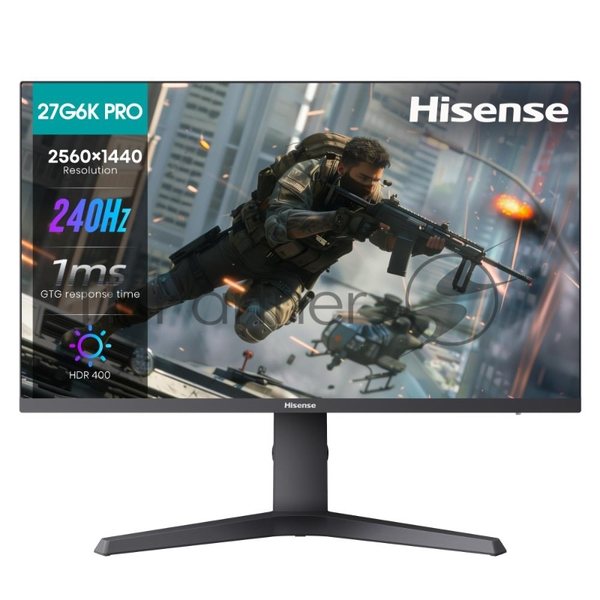 Монитор 27" Hisense 27G6K-PRO IPS 2560x1440, 240 Гц, 1 мс, 16:9, 400 кд/м2, 2хHDMI, 1хDP, черный