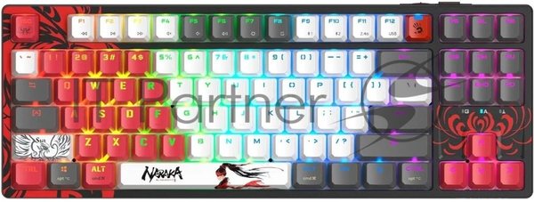 Клавиатура беспроводная A4Tech Bloody WS87 Naraka USB, Bluetooth/Радиоканал черный/красный