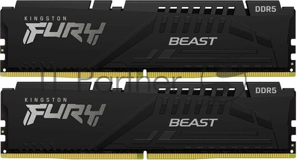 Оперативная память Kingston Fury Beast, DDR5, 32Gb (2x16Gb), 6000MHz, CL36, DIMM, с радиатором, черный