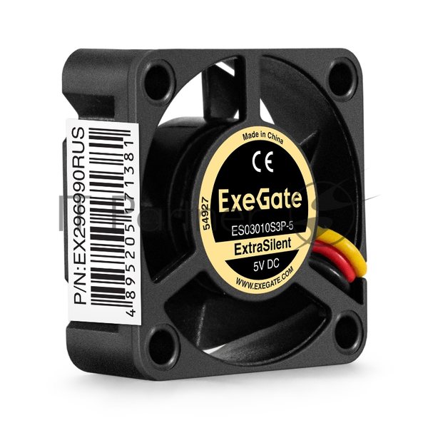 Вентилятор для корпуса ExeGate ExtraSilent ES03010S3P-5 черный, 30 мм, 8500 об/мин, 24 дБ, 3 pin