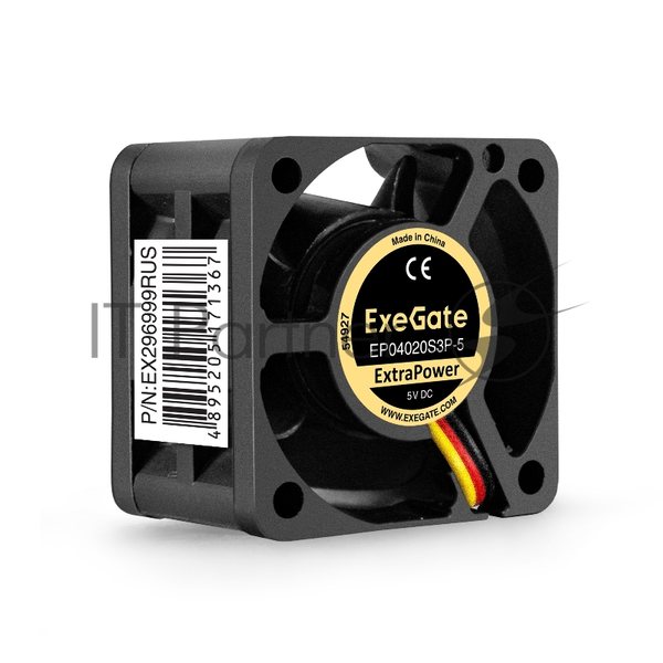 Вентилятор для корпуса ExeGate ExtraPower EP04020S3P-5 черный, 40 мм, 7000 об/мин, 30.5 дБ, 3 pin