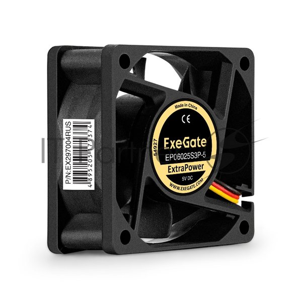 Вентилятор для корпуса ExeGate ExtraPower EP06025S3P-5 черный, 60 мм, 4800 об/мин, 33.5 дБ, 3 pin
