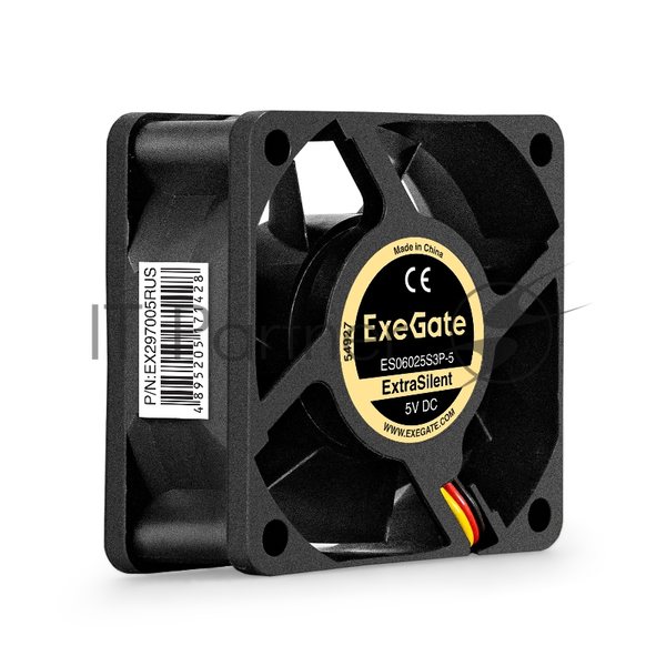 Вентилятор для корпуса ExeGate ExtraSilent ES06025S3P-5 черный, 60 мм, 2300 об/мин, 18 дБ, 3 pin