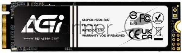 Накопитель SSD AGI AI828, 2Tb, PCIe 4.0 x4, M.2 2280, NVMe, R/W 7400/6700
