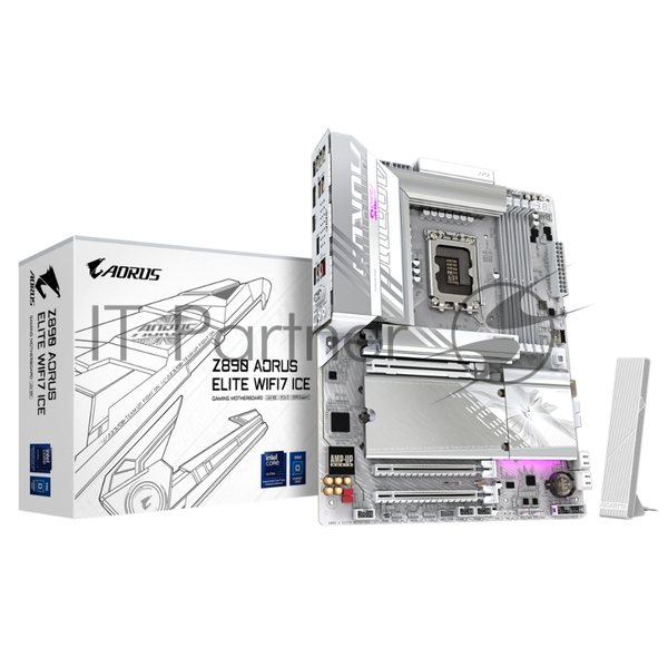 Материнская плата Gigabyte Z890 AORUS ELITE WIFI7 ICE, LGA 1851, Intel Z890, 4xDDR5, 4xSATA, 4xM.2, 1xPCIe 5.0 x16, 2xPCIe 4.0 x4, 1xDP, 1xUSB-C (DP), 1x 2.5Gb LAN, 4xUSB-A 2.0, 3xUSB-A 3.2 Gen 1, 2xUSB-A 3.2 Gen 2, 1xUSB-C 3.2 Gen 2 (Thunderbolt 4), 2x3.5 мм, 7.1, ATX