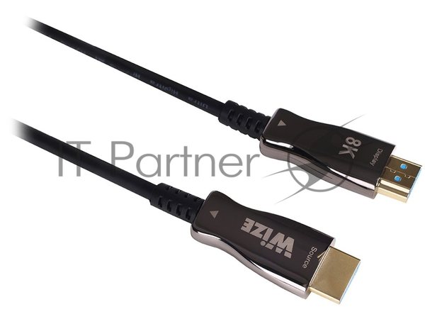 Кабель HDMI Wize AOC-8K-HM-HM-15M оптический, 15 м, 8K/60HZ 4:4:4, v.2.1, ARC, 19M/19M, HDCP 2.2, Ethernet, черный, коробка