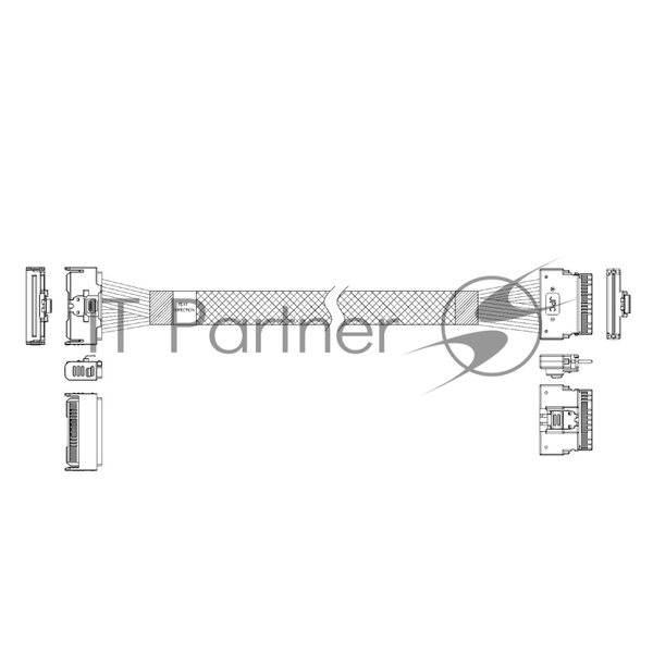Кабель Amphenol RMC74-5874, MCIO x8 74P (прямой Straight Type) TO Slimline SAS x8 74P (SFF8654, прямой Straight Type), 85 Ohm, L:100 см