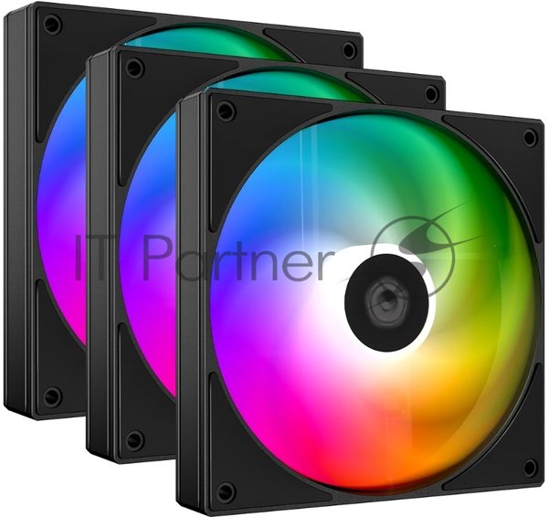 Вентилятор для корпуса ID-COOLING AS-120-ARGB-K TRIO (3 pcs, 120мм, 2000rpm, 58.0 CFM, 27.2 дБ, PWM 4-pin, ARGB, черный) (AS-120-ARGB-K TRIO)