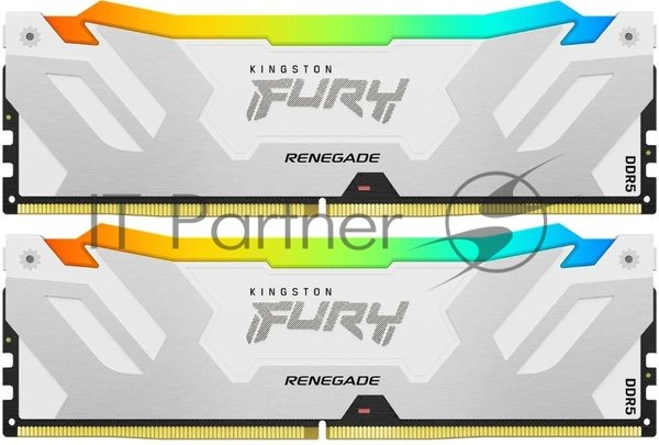 Оперативная память Kingston Fury Renegade, DDR5, 32Gb (2x16Gb), 6400MHz, CL32, DIMM, радиатор, RGB, белый