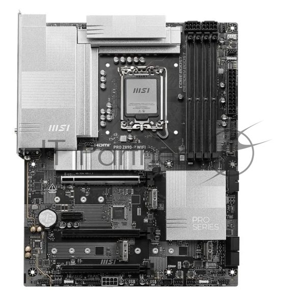 Материнская плата MSI PRO Z890-P WIFI, LGA 1851, Intel Z890, 4xDDR5, 4xSATA, 4xM.2, 1xPCIe 5.0 x16, 2xPCIe 4.0 x4, 1xPCIe 3.0 x1, 1xHDMI, 1xDP, 1xUSB-C Thunderbolt 4, 1xUSB-C 3.2 Gen 2, 1x 5Gb LAN, 2xUSB-A 3.2 Gen 1, 1xUSB-A 3.2 Gen 2, 4xUSB-A 2.0, 3x3.5 мм, 7.1, ATX