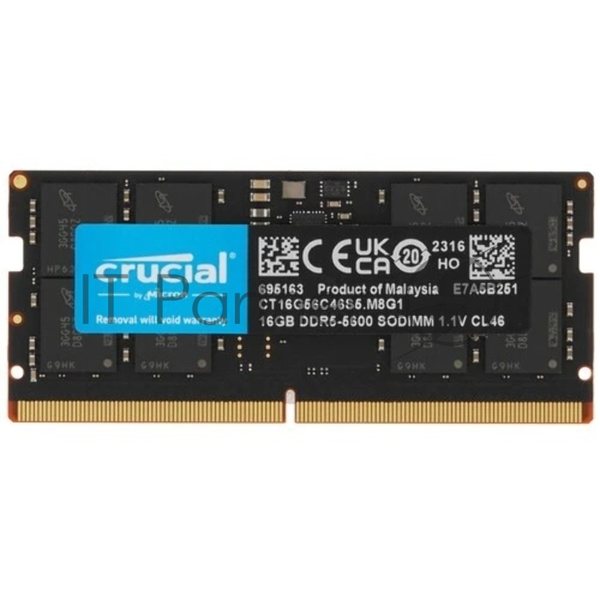 Оперативная память Crucial DDR5, 16GB (1x16 GB), 5600 MHz, CL46, SO-DIMM