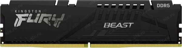 Оперативная память Kingston Fury Beast, DDR5, 16Gb (1x16Gb), 6400MHz, CL32, DIMM, с радиатором, черный