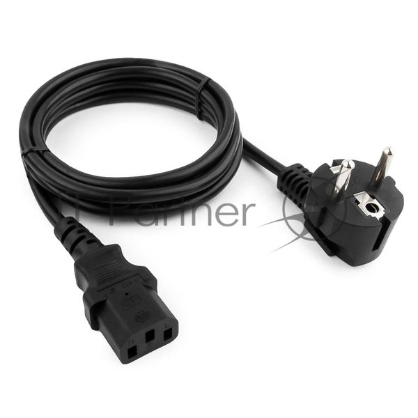 Кабель питания Cablexpert PC-186-1.5-1.5M, Schuko-C13, 3x1.5мм2, 10A, с заземлением, медь, 1.5м, черный, пакет