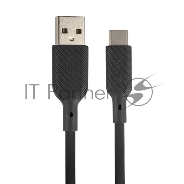 Кабель USB-A to Type-C, silica gel, 1м, 3A, 18W черный