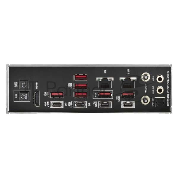 Материнская плата ASUS ROG CROSSHAIR X870E HERO, AM5, AMD X870E, 4xDDR5, 4xSATA, 5xM.2, 2xPCI-E 5.0 x16, 1xHDMI, 2xUSB-C (видео), 2x 5Gb LAN, 6xUSB-A 3.2 Gen 2, 2xUSB-C 3.2 Gen 2, 2xUSB4, 2x3.5 мм, 7.1, ATX