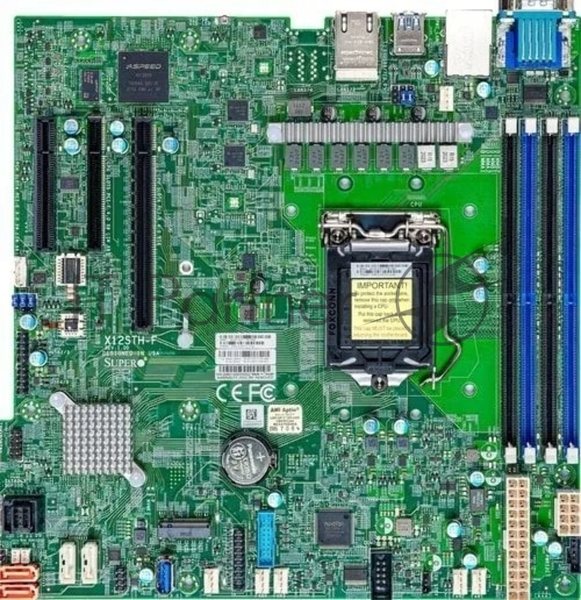 Материнская плата SuperMicro MBD-X12STH-F-B, LGA1200, Intel C256, 4xDDR4, 1xPCIe 4.0 x16, 2xPCIe 4.0 x4, 8xSATA, 1xM.2, 2xDOM, 2xLAN, 1xRJ45, 1xVGA, 3xUSB 3.2 Gen1 (внутренние), 4xUSB 2.0 (внутренние), mATX