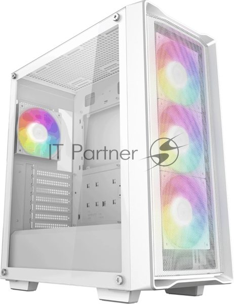 Компьютерный корпус Deepcool CC560 MESH V2 WH без БП, боковое окно (закаленное стекло), 3x120мм ARGb LED вентилятор спереди и 1x120мм ARGb LED вентилятор сзади, белый, ATX