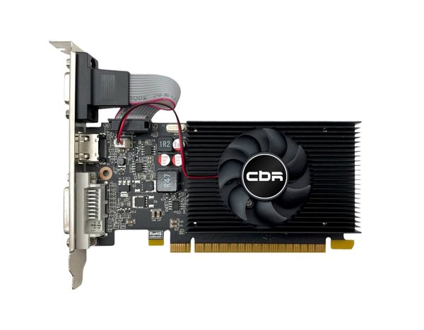 Видеокарта CBR GeForce GT 710, 2 GB DDR3, 64 bit, HDMI, DVI-D, VGA, GPU 954 MHz