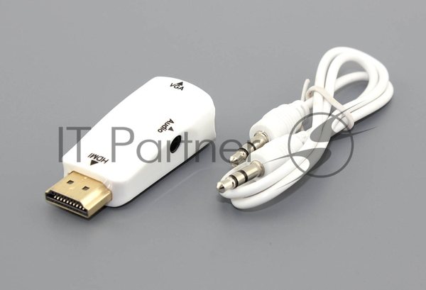 Переходник HDMI на VGA c аудио белый