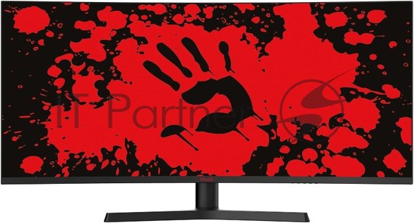 Монитор 34" BLOODY MN340W VA 3440x1440, 180 Гц, 1 мс, 21:9, 300 кд/м², 1xHDMI, 1xDP, 2xUSB, 1xUSB-C, 1x3.5 мм, 2x2 Вт, изогнутый R1500, черный