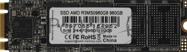 Накопитель SSD AMD Radeon R3MS0960G8, 960Gb, M.2 2280, SATA, R/W 550/500