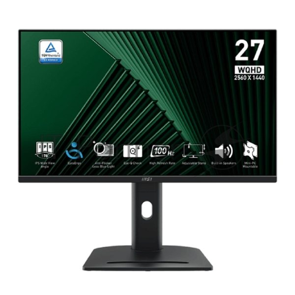 Монитор 27" MSI PRO MP275QPG IPS 2560x1440, 100 Гц, 4 мс, 16:9, 300 кд/м², 2xHDMI, 1xDP, 2x3 Вт, черный.