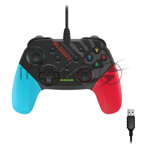Геймпад A4Tech Bloody GP30 Sports черный/синий USB виброотдача обратная связь