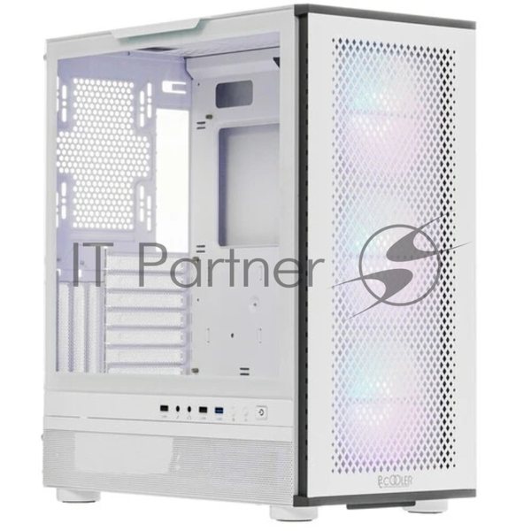 Компьютерный корпус PCCooler ME200 MESH WH, Mesh Full Tower, белый, TG, SPCC, 3x120мм ARGb E-ATX, ATX, mATX, mITX 180/380/220мм 4x2.5", 2x3.5", 7+3xPCI 1xUSB-A 3.0, 2xUSB-A 2.0 432x225x495мм