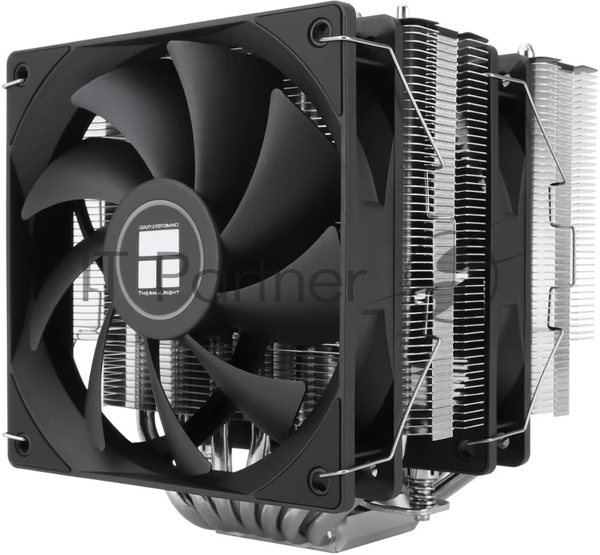 Кулер для процессора Thermalright Phantom Spirit 120 SE черный (4-pin PWM, 154mm, Ni/Cu, 7x6mm, 2x120мм, 66.17CFM, 25.6dBA, 1500RPM, S: 1200, 1700, 1851, 115X, AM4, AM5, silver, black)