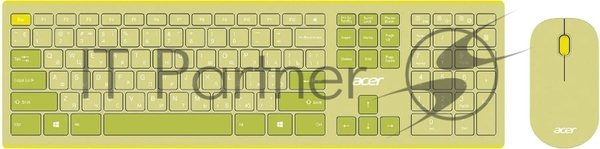 Комплект клавиатура + мышь Acer OCC205 беспроводной USB, 1200 dpi, зеленый/желтый