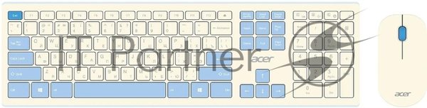 Комплект клавиатура + мышь Acer OCC205 беспроводной USB, 1200 dpi, белый/голубой