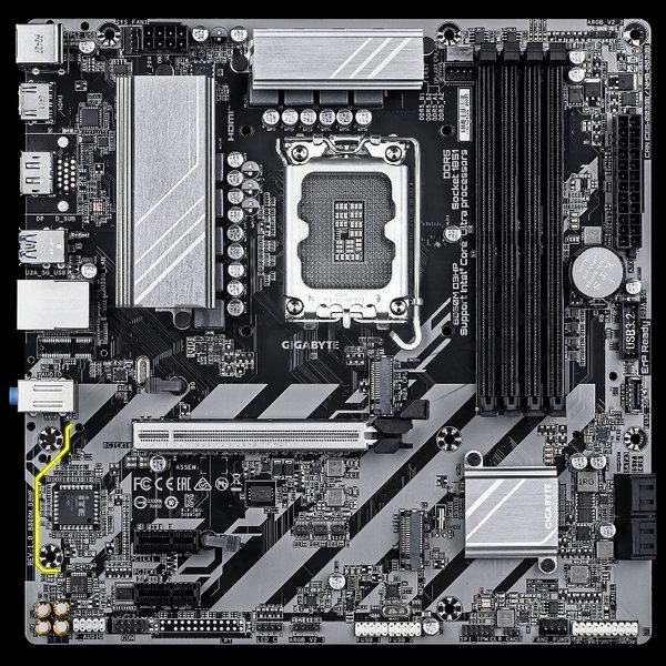 Материнская плата Gigabyte B860M D3HP, LGA 1851, Intel B860, 4xDDR5, 4xSATA, 2xM.2, 1xPCIe 5.0 x16, 2xPCIe x1, 1xHDMI, 1xDP, 1x 1Gb LAN, 3xUSB-A 3.2 Gen 1, 3xUSB-A 2.0, 1xUSB-C 3.2 Gen 1, 3x3.5 мм, 7.1, mATX
