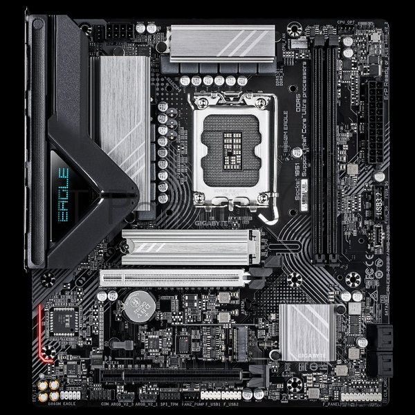 Материнская плата GIGABYTE B860M EAGLE, LGA 1851, Intel B860, 2xDDR5, 4xSATA, 2xM.2, 1xPCIe 5.0 x16, DisplayPort, HDMI, 1x2.5Gb LAN, 3x3.5 мм, 7.1, microATX