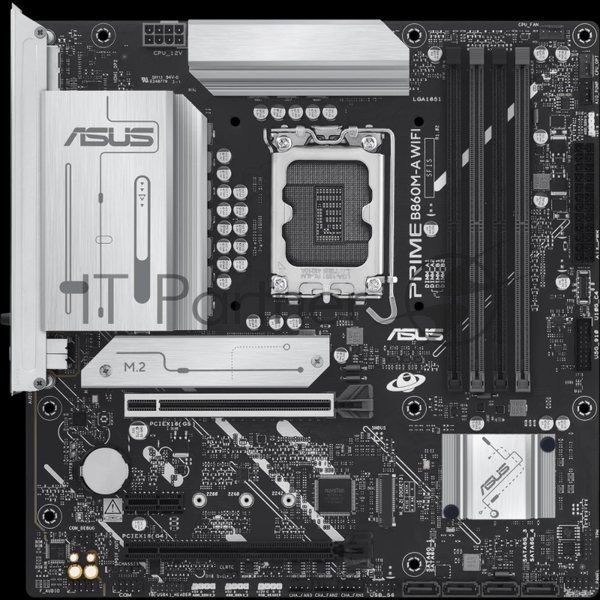 Материнская плата ASUS PRIME B860M-A WIFI, LGA 1851, Intel B860, 4xDDR5, 4xSATA, 2xM.2, 1xPCIe 5.0 x16, 1xPCIe 4.0 x16, 1xPCIe 4.0 x1, 2xDP, 1xHDMI, 1x 2.5Gb LAN, 1xUSB-C 20Gbps, 1xUSB-A 10Gbps, 2xUSB-A 5Gbps, 4xUSB-A 2.0, 3x3.5 мм, 7.1, micro-ATX.