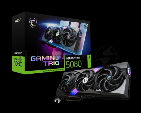 Видеокарта MSI RTX 5080 GAMING TRIO OC 16Gb GDDR7 256bit 3xDP HDMI 3FAN RTL