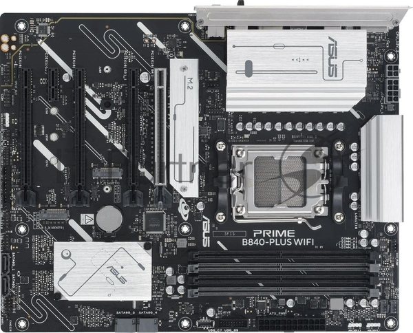 Материнская плата ASUS PRIME B840-PLUS WIFI, AM5, AMD B840, 4xDDR5, 4xSATA, 3xM.2, 1xPCIe 4.0 x16, 1xPCIe 3.0 x16, 2xPCIe 3.0 x16, 1xPCIe 3.0 x1, 1xDP, 1xHDMI, 1x 2.5Gb LAN, 8xUSB-A, 3x3.5 мм, 7.1, ATX