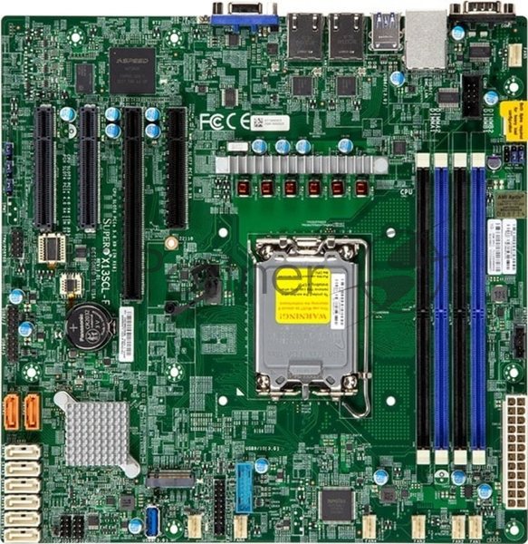 Материнская плата SuperMicro MBD-X13SCL-F-B, LGA1700, Intel C262, 4xDDR5, 8xSATA, 1xM.2, 1xPCIe 5.0 x16, 3xPCIe 5.0 x8, 1xVGA, 2x1Gb LAN, 2xUSB 2.0, 2xUSB 3.2 Gen 1, ATX