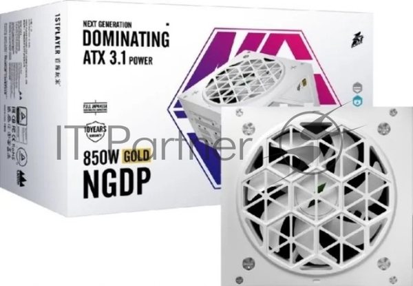Блок питания 1STPLAYER NGDP HA-850BA4-WH, 850Вт, 80 PLUS Gold, 120мм, модульный, белый