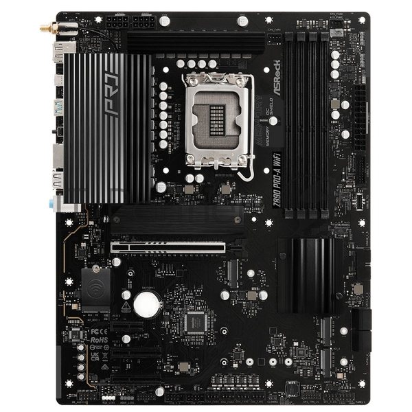 Материнская плата ASRock Z890 PRO-A WIFI, LGA 1851, Intel Z890, 4xDDR5, 4xSATA, 4xM.2, 1xPCIe 5.0 x16, 2xPCIe 4.0 x4, 1xPCIe 4.0 x1, 1xHDMI, 1xDP, 1xThunderbolt 4, 1x2.5Gb LAN, 4xUSB-A 3.2 Gen 1, 2xUSB-A 3.2 Gen 2, 1xUSB-C 3.2 Gen 2, 2xUSB-C Thunderbolt 4, 7.1, 3x3.5 мм, ATX