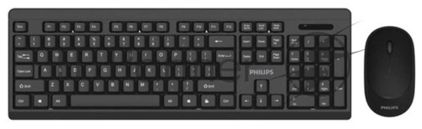 Комплект клавиатура+мышь Philips SPT6324 беспроводной, USB, 1000 DPI, чёрный