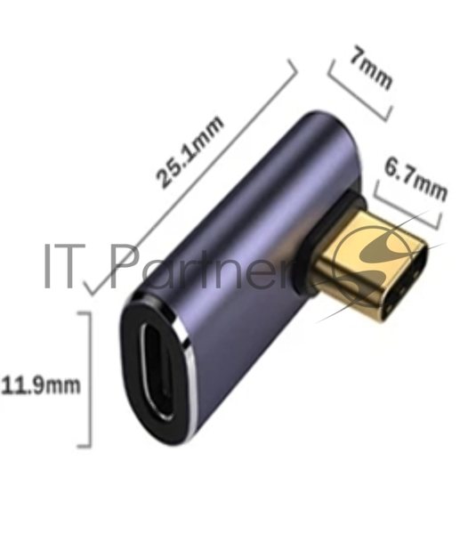 Переходник USB 4 Type-C мама-папа угловой тип 1