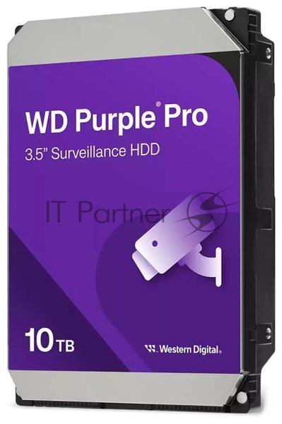 Жесткий диск Western Digital Purple Pro HDD 3.5" SATA 10Tb, 7200 rpm, 512MB buffer (DV&NVR + AI), WD102PURP, 1 year