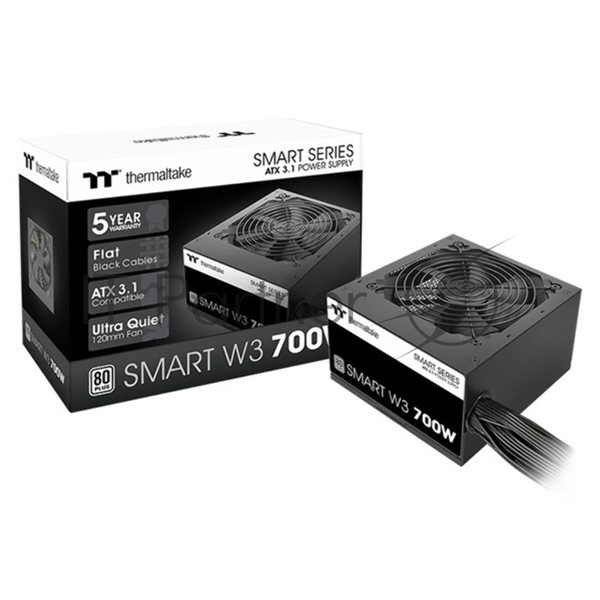 Блок питания Thermaltake Smart W3 700W, ATX 3.1, APFC, 12cm Fan, 80+, Retail